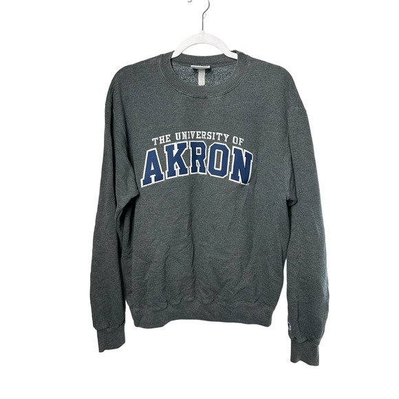 Champion College Sweatshirt University of Akron Ohio Gray Blue Medium - Picture 1 of 5